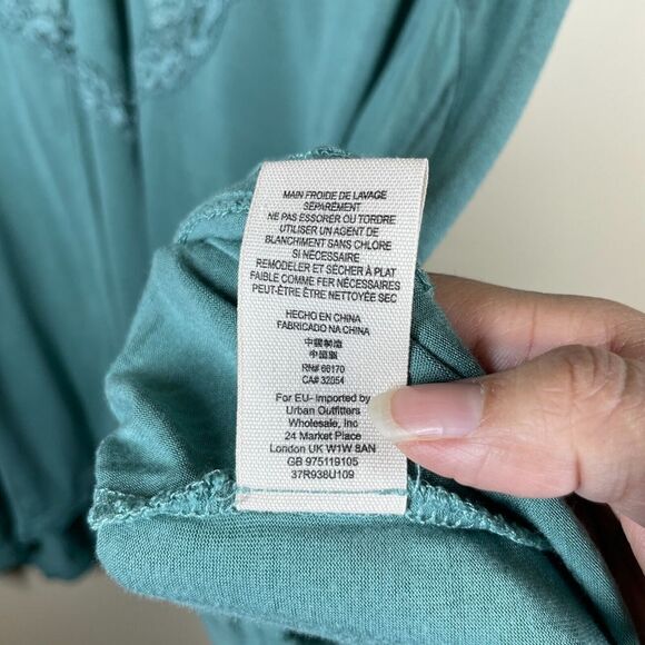 Free People Into the Night Green Tiered Short Sleeve Tee Size XS Oversized - Picture 8 of 10